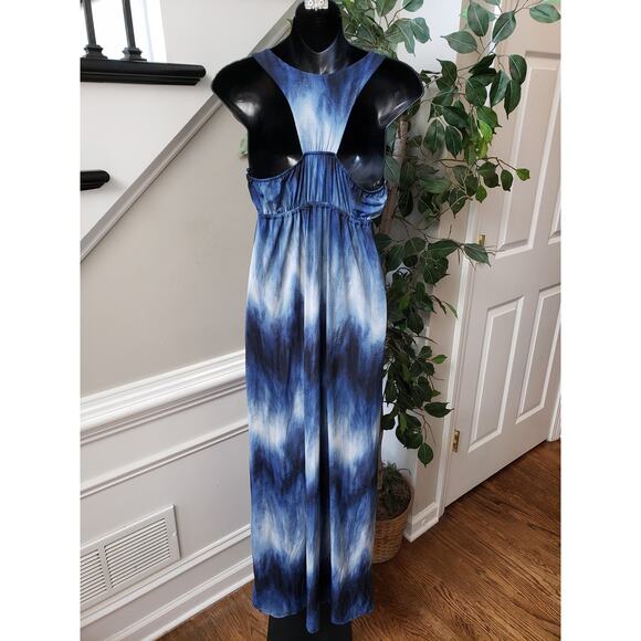 Snap Blue Sleeveless Sheath Maxi Dress - Picture 7 of 12